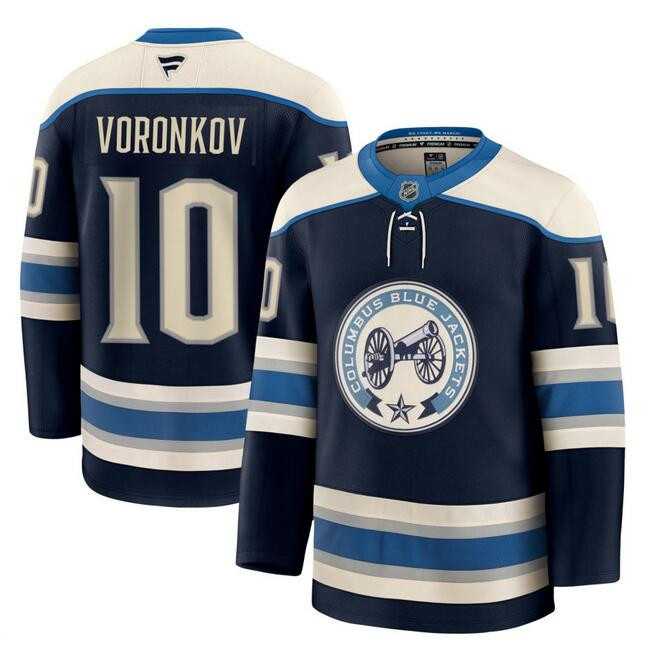 Men%27s Columbus Blue Jackets #10 Dmitri Voronkov Navy 2024-25 Alternate Stitched Hockey Jersey Dzhi